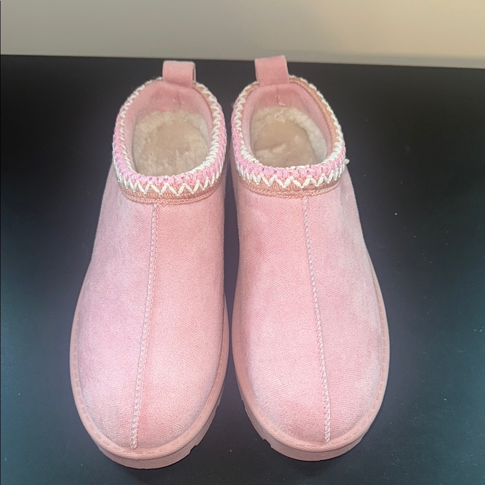 Pink Suede Slip-On Shoes
